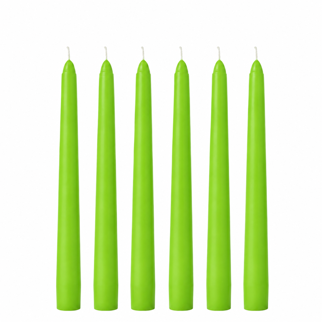 Prime Serisi 6'lı Fosfor Yeşili Konik Şamdan Mum 18 cm