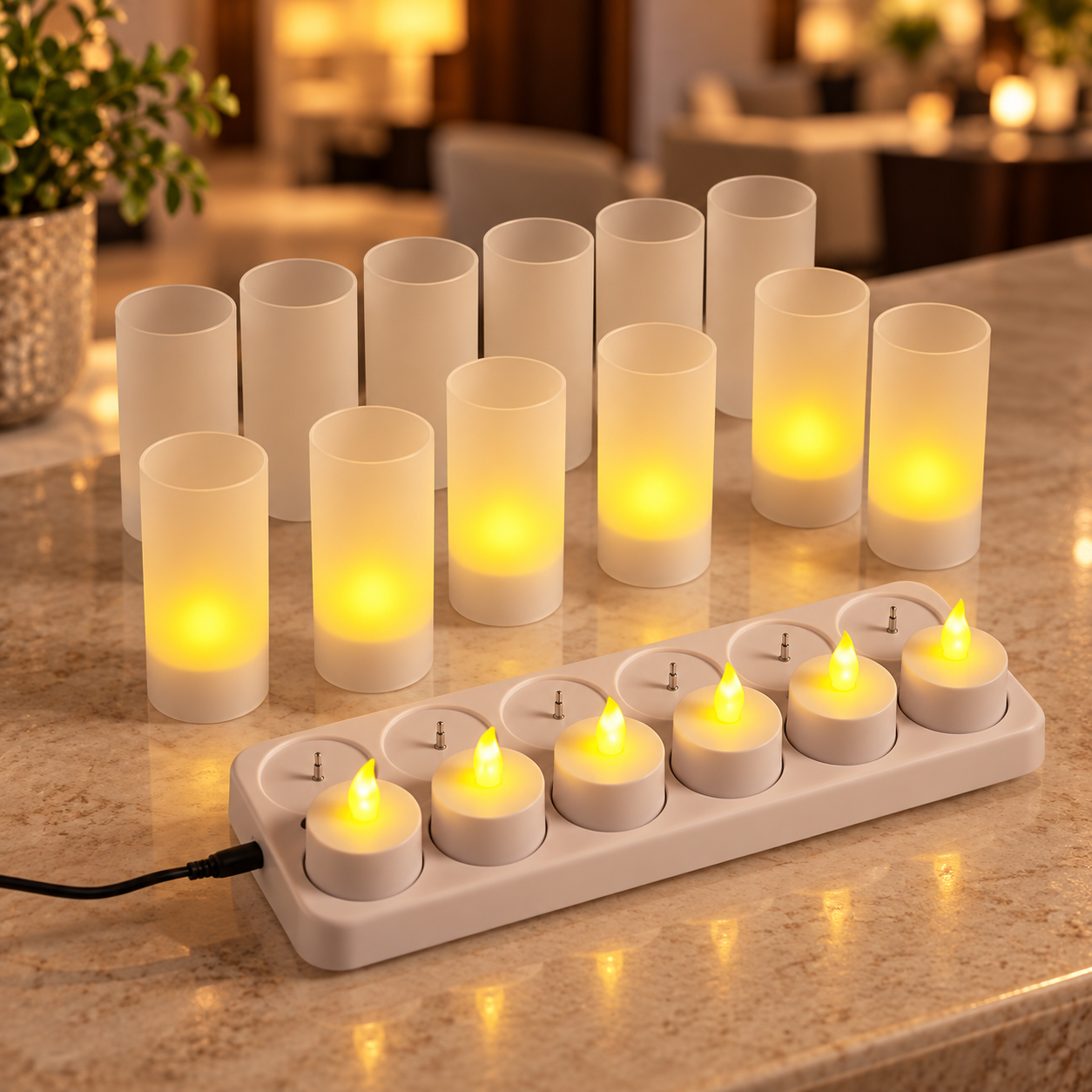 Şarjlı Led Mum 12 Li Set 