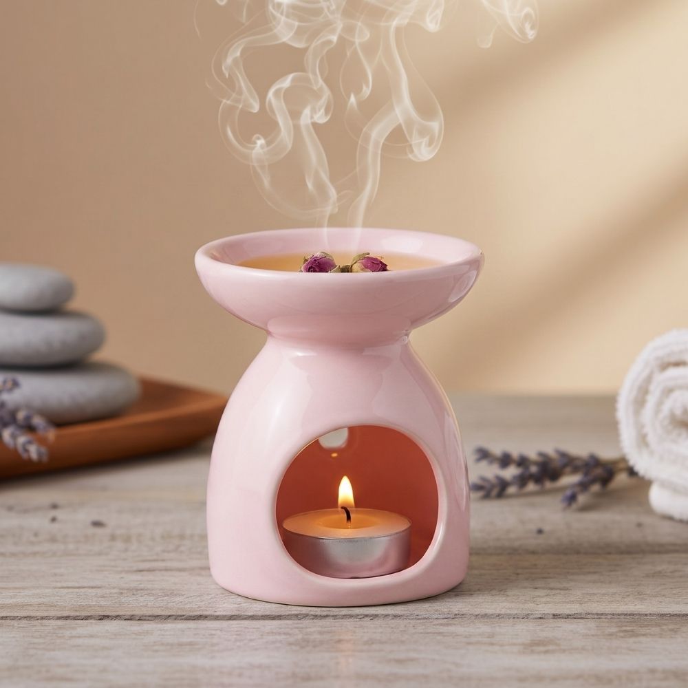 Seramik Konik Buhurdanlık Pembe