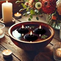 Siyah Suda Yüzen Mumlar 12'li Paket – 5 cm Çap