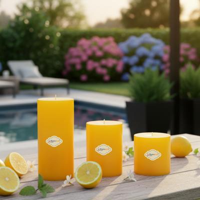 Small Limon Kokulu Set Mum Çap 7 cm Sarı