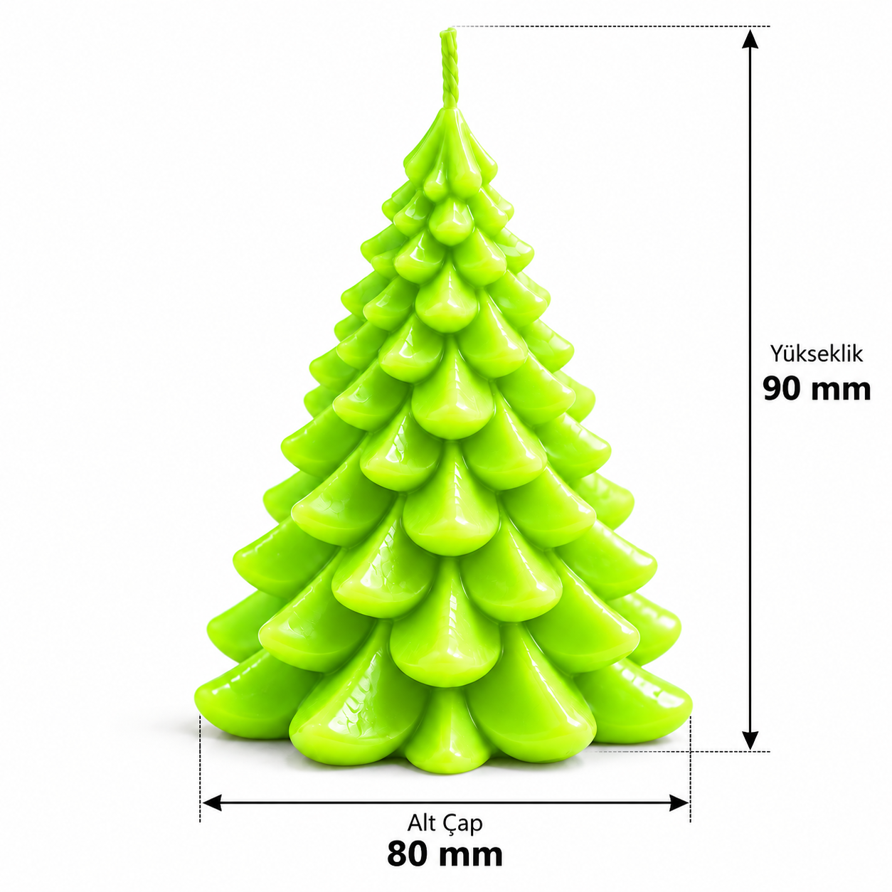 Toptan 24 Adet Büyük Boy Çam Ağacı Yılbaşı Mumu 8 × 9 cm