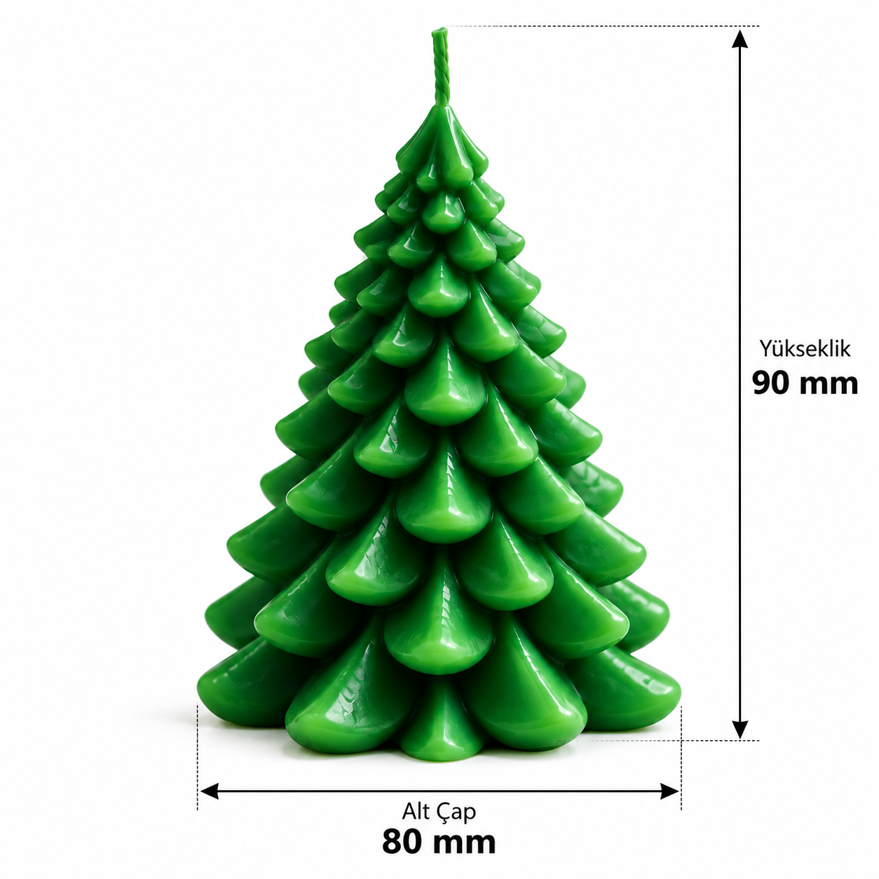 Toptan 24 Adet Büyük Boy Çam Ağacı Yılbaşı Mumu 8 × 9 cm