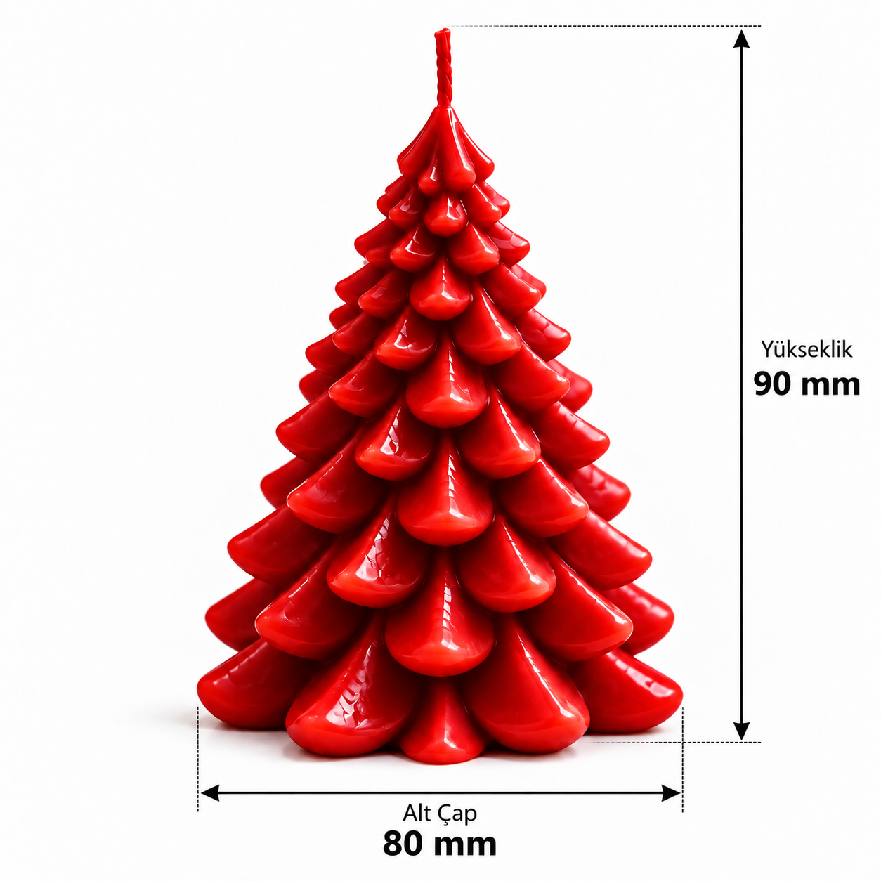 Toptan 24 Adet Büyük Boy Çam Ağacı Yılbaşı Mumu 8 × 9 cm