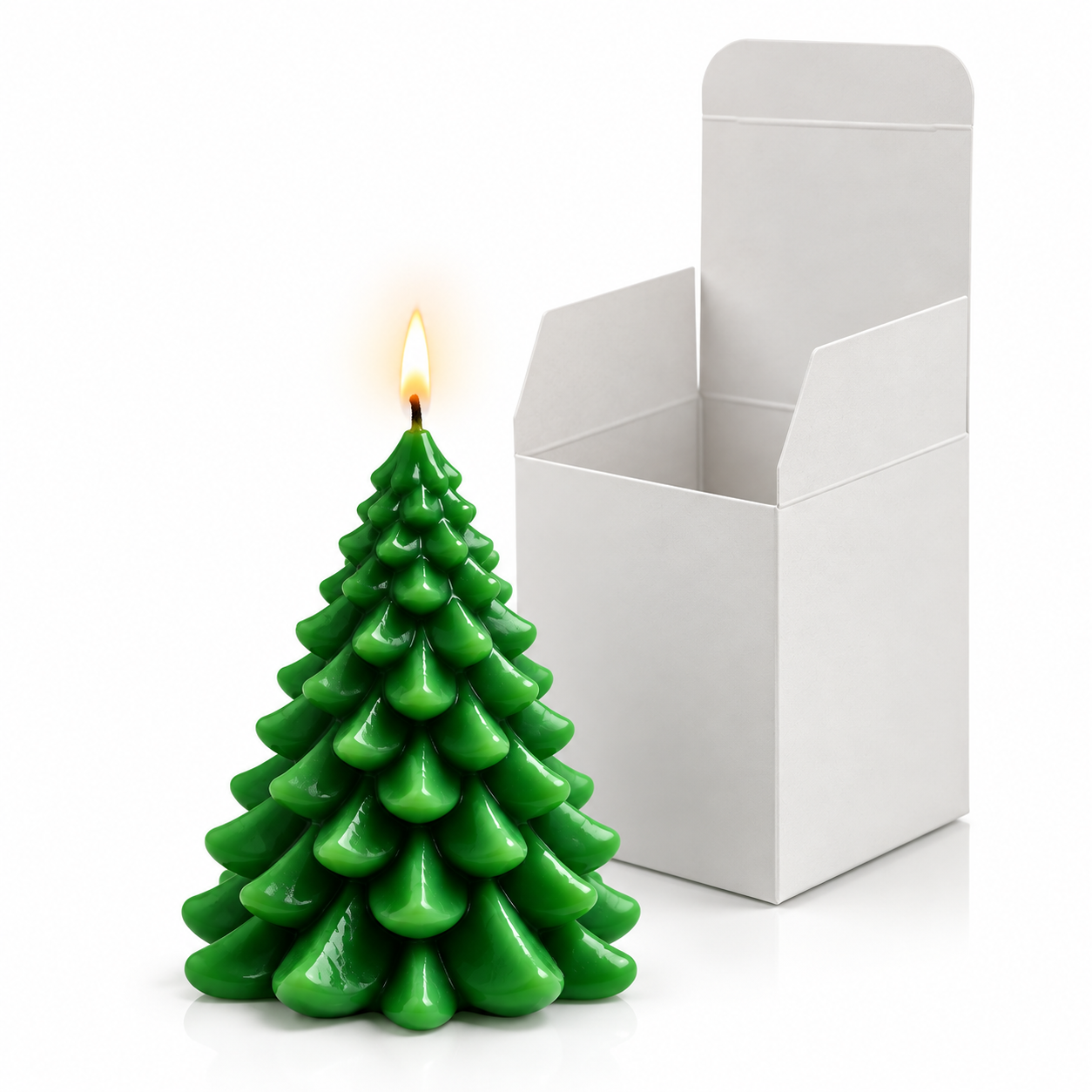 Toptan 24 Adet Büyük Boy Çam Ağacı Yılbaşı Mumu 8 × 9 cm