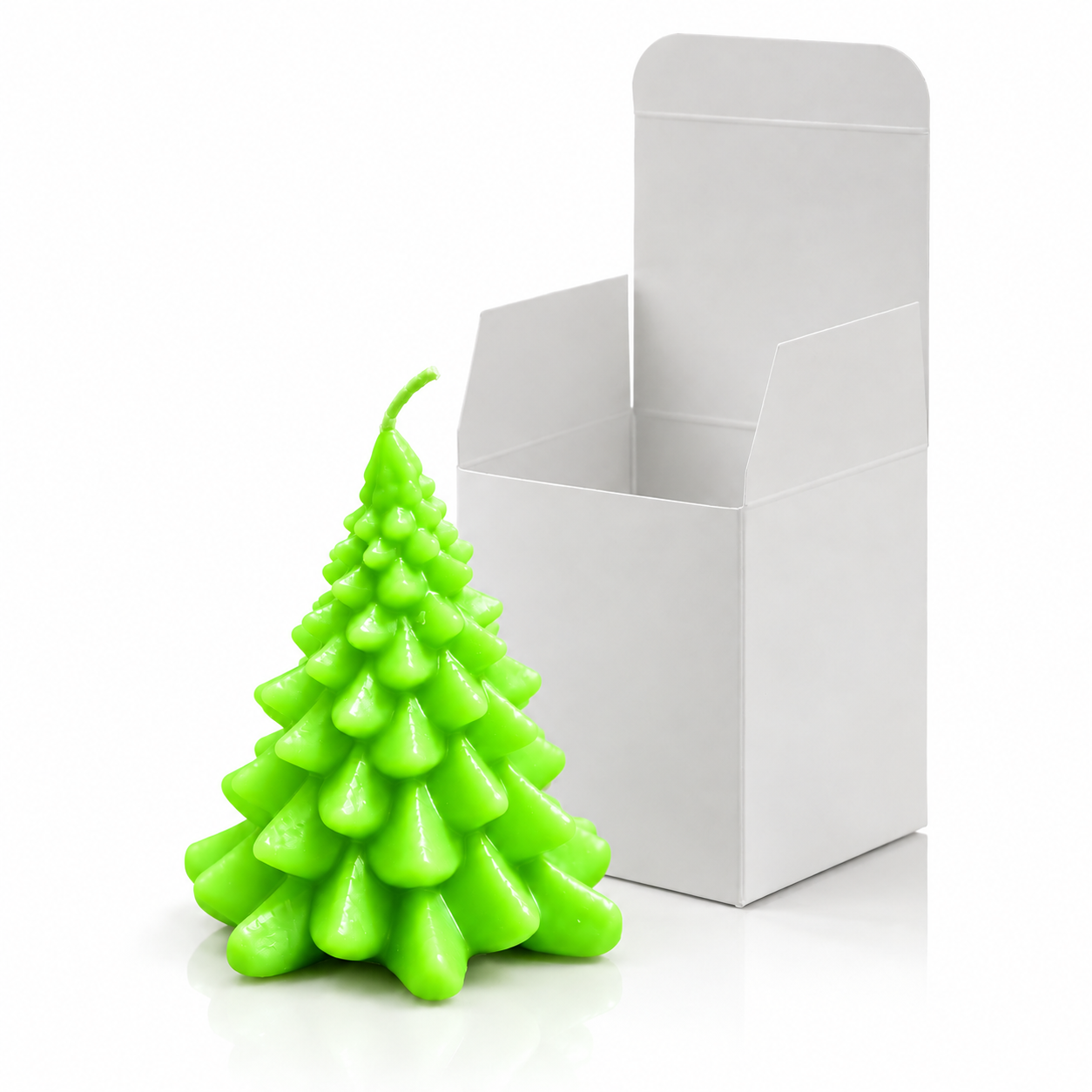 Toptan 24 Adet Küçük Boy Çam Ağacı Yılbaşı Mumu 7,5 × 8 cm