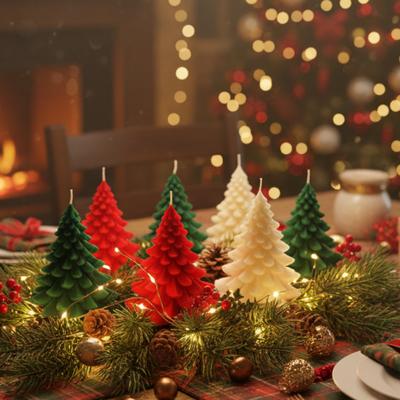 Toptan Büyük 24 Adet Çam Şeklinde Yılbaşı Mumları 
