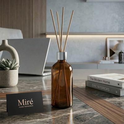 Bambu Çubuklu Oda Kokusu - Amber Şişe - Silver Kapak 