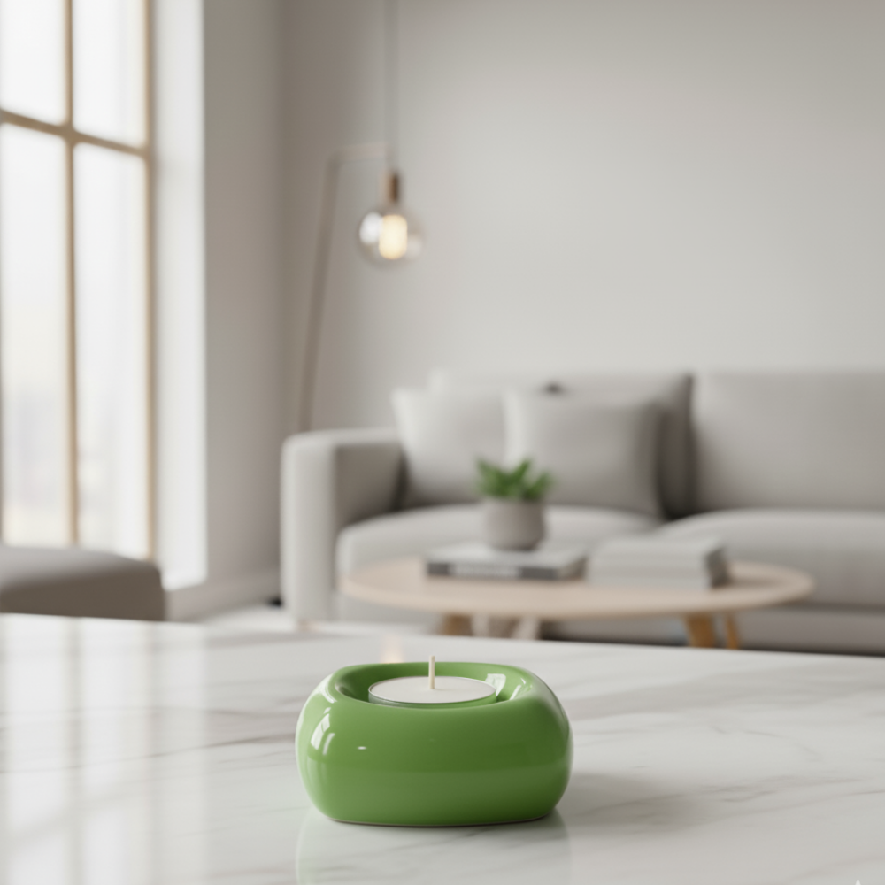 Yeşil Seramik Tealight Mumluk - Görsel 1