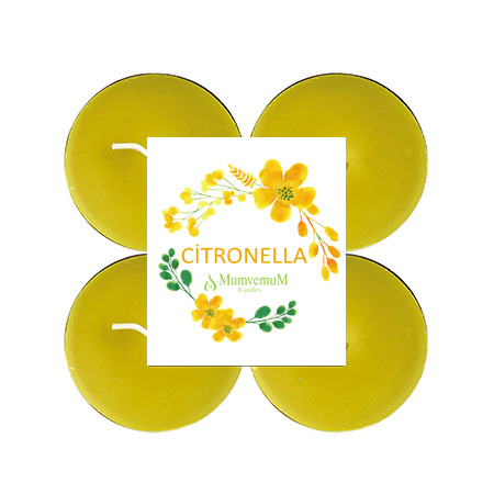 4 Lü Citronella Sinek Kovan Tealight Mum
