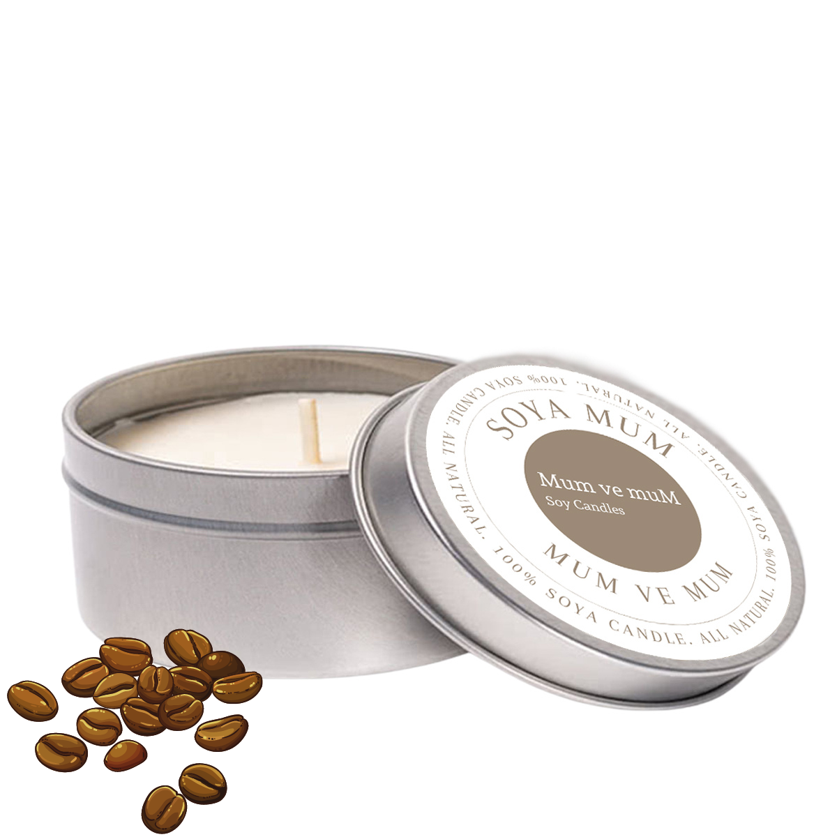 Soya Wax Teneke Kutu Mum Kahve Kokulu