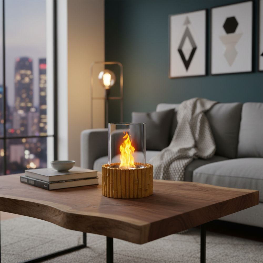 Bio ethanol Şömine Bamboo Model + 1 LT Yakıt